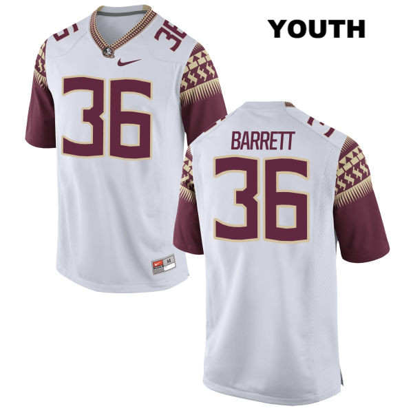 Youth NCAA Nike Florida State Seminoles #36 Brandon Barrett College White Stitched Authentic Football Jersey ZVX3169QW